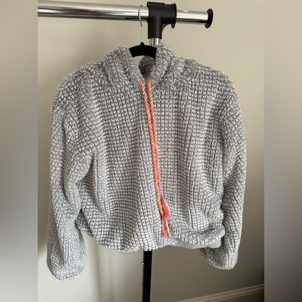 Anthropologie Saturday Sunday Size M Gray Nanette Sherpa Jersey Lined Hoodie - Picture 2 of 8